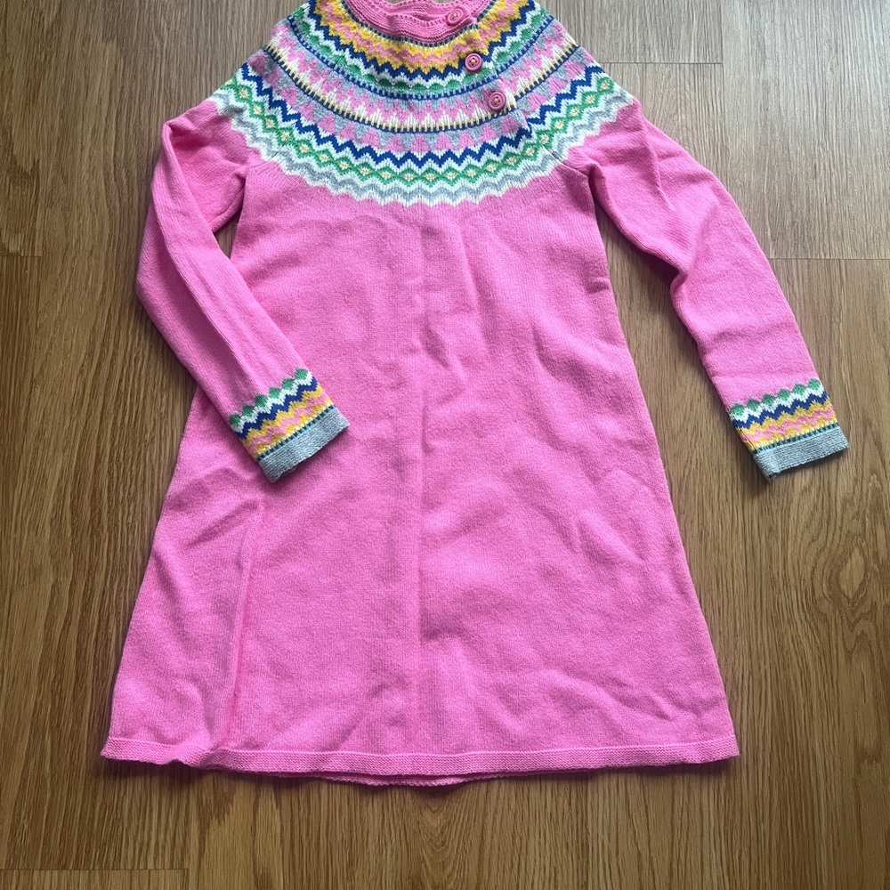 Mini Boden Sz 8-9
Pink Sweater Dress with Colorful Fair Isle
Design